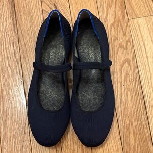 Rothy's Navy Blue Knit Mary Jane Flats